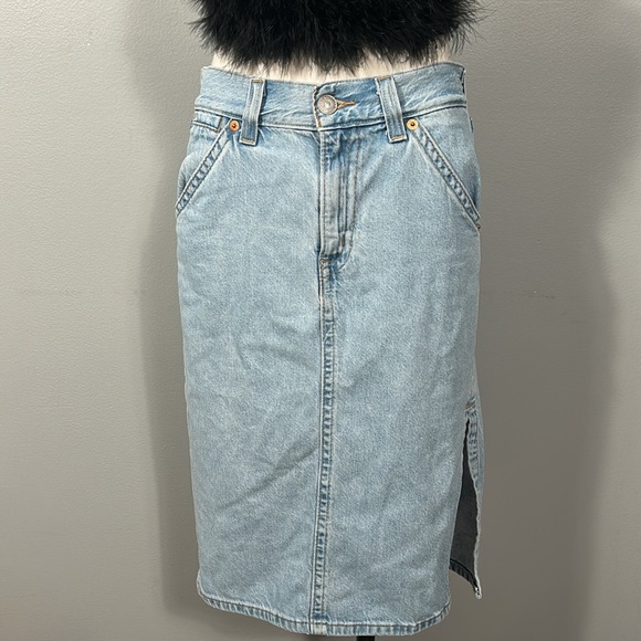 Levi’s White Wash Midi Side Slit Skirt size 27 - Picture 4 of 16